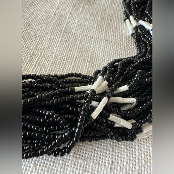 Vintage Chunky Necklace African Beads Style Silver Toned - Eclectic Boho Tribal - Picture 3 of 9